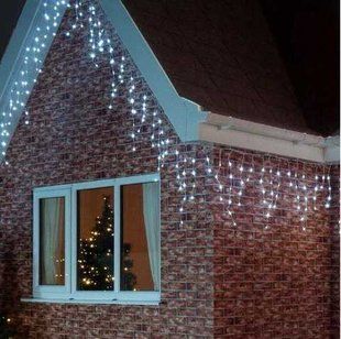Холодний білий Новорічна святкова гірлянда бахрома 120 Led прозорий провід 3х0.5 м Dyd4141/1 фото