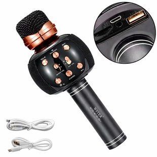 Бездротовий караоке мікрофон з динаміком 5 тембрів USB AUX FM Wster WS-2911 5094623 фото