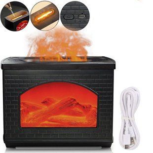 Зволожувач повітря Камін з ефектом полум'я Fireplace Humidifier 270 мл / Нічник аромадифузор з імітацією вогню та світлодіодним підсвічуванням USB Jam1596 фото