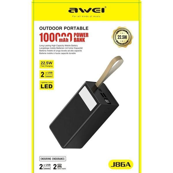 Універсальний енергобанк Power Bank Awei J86A 100000 mAh 2054761 фото