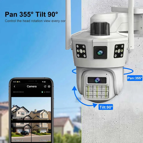 Wi Fi камера відеоспостереження 3 лінзи SD 39 APP V380pro G0386 фото