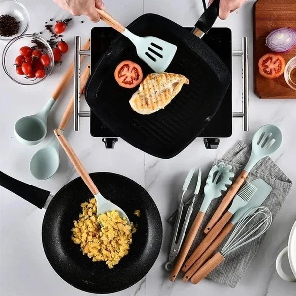 Набір кухонного приладдя силіконовий Kitchen Set RB-2239 бірюзовий (12 предметів) RB2239\6 фото
