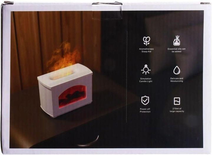 Зволожувач повітря Камін з ефектом полум'я Fireplace Humidifier 270 мл / Нічник аромадифузор з імітацією вогню та світлодіодним підсвічуванням USB Jam1596 фото