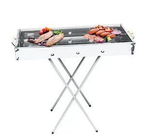 Переносний мангал барбекю гриль BARBECUE TRAY 770SS MD-008 70х30х70 см з решіткою, металевий портативний мангал 2052503 фото