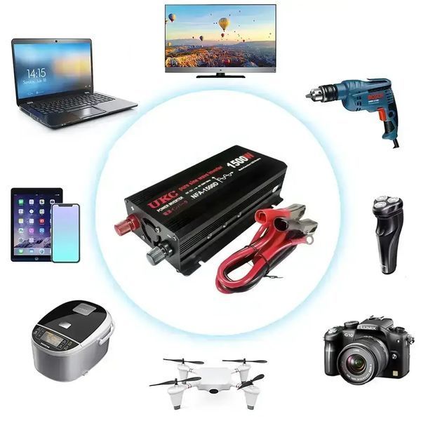 Автомобильный инвертор 1500 Вт, 12&ndash;220 В, 2&times;USB, чистый синус / Инвертор для котла и техники sp4138 фото