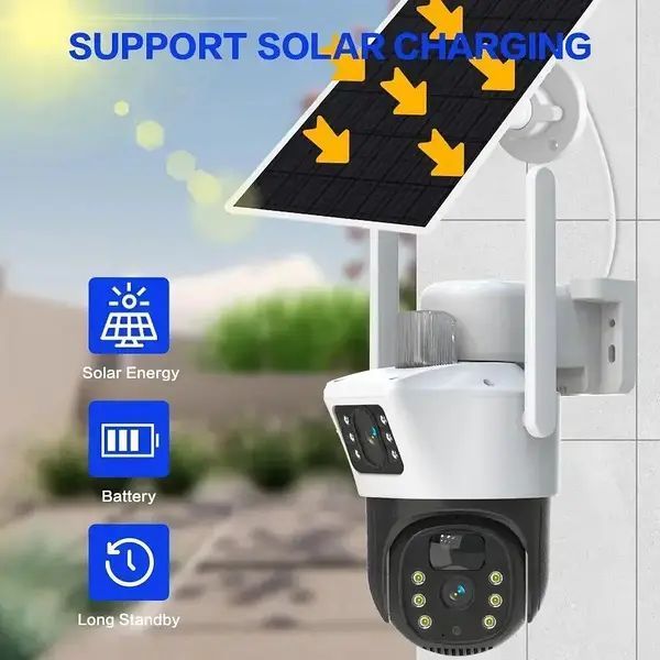 Вулична камера відеоспостереження з двома лінзами 4G, V36-4G SOLAR / Вайфай камера від сонячної панелі sp9036 фото