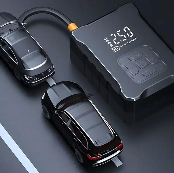 Автомобільний компресор автоматичний з дисплеєм 6000mAh 150 PSI 120W М-007 Чорний Jam5845846 фото