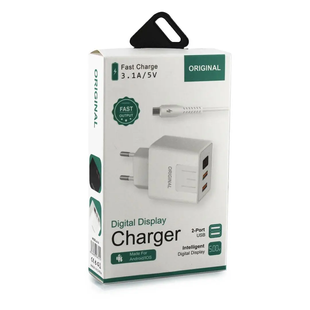 Адаптер (А-14) 220v 2 usb with digital display CX QC03 22244 фото