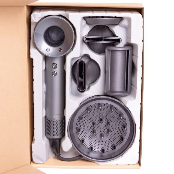 Фен з 5 різними насадками для сушіння та укладання hair dryer fan сірий G5628 фото