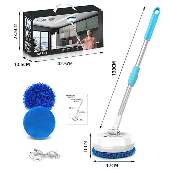 Бездротова акумуляторна швабра з двома насадками Wireless Cleaner AA102 /Акумуляторна швабра для дому G8997 фото