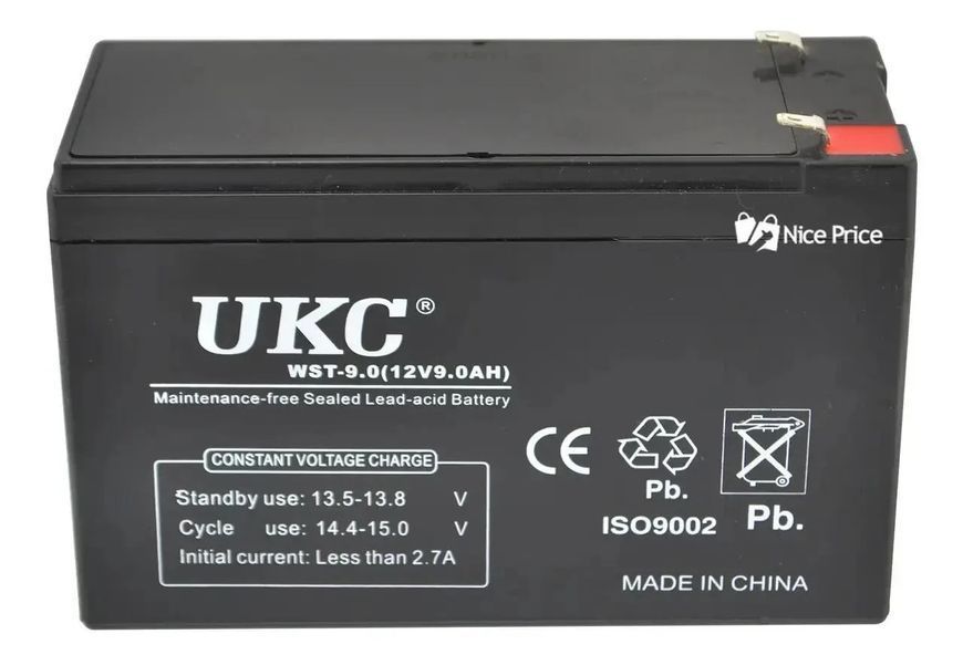 Батарея свинцево-кислотна UKC WST-9.0 12 V 9 Ah Black sp2386 фото