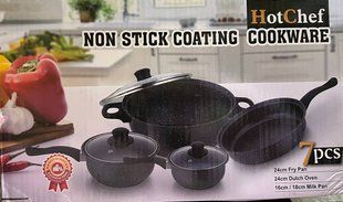 Набір каструль з мармуровим покриттям зі скляними кришками Hot Chef 7 предметів Chef7 фото