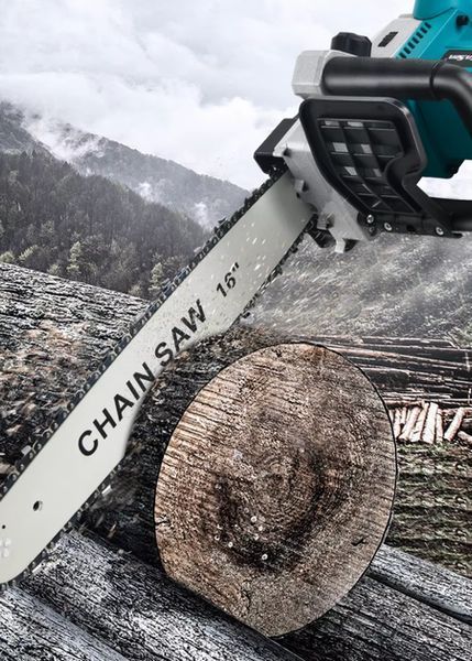 Акумуляторна ланцюгова пилка Electric SAW 16 дюймів + 2 акумулятори потужна електропилка BLUE G8771 фото