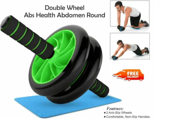 Фітнес колесо для преса DOUBLE WHEEL ABS HEALTH ABDOMEN ROUND, тренажер ролик для преса 2052013985 фото