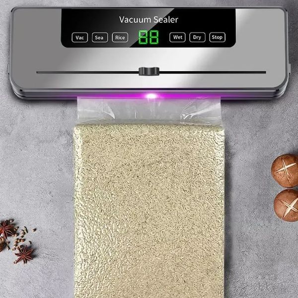 Вакуумний пакувальник для продуктів з LED-дисплеєм та різаком, FKJ-5100 / Побутовий вакууматор / Машинка для вакуумного пакування SO-62 фото