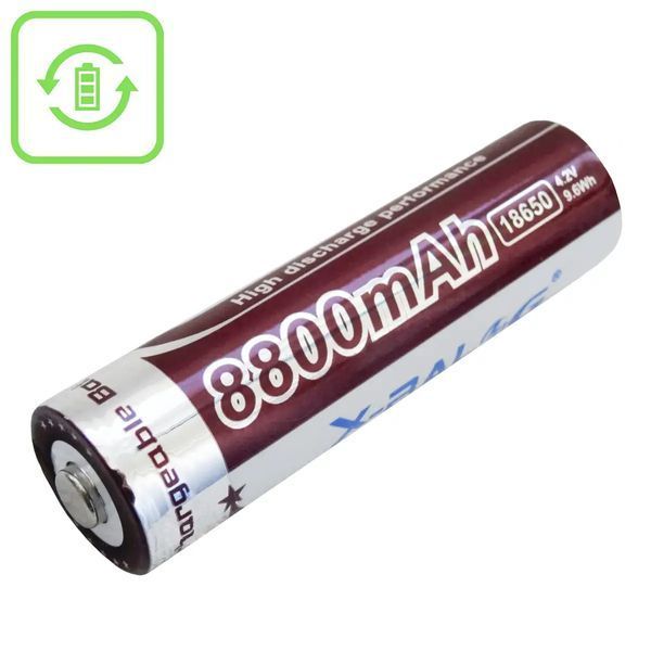 Акумулятор 18650 X-Balog 8800mAh 4.2V Li-ion літієва акумуляторна батарея sp2000 фото