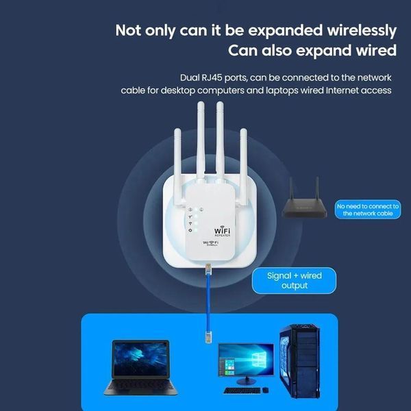 Бездротовий підсилювач, повторювач Wi-Fi, Wi-Fi ретранслятор 2.4G, 4 антени, Wi-Fi підсилювач 2053556 фото