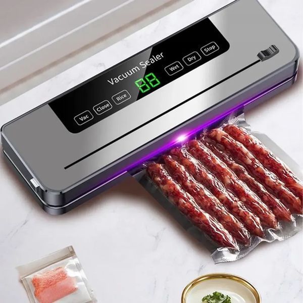 Вакуумний пакувальник для продуктів з LED-дисплеєм та різаком, FKJ-5100 / Побутовий вакууматор / Машинка для вакуумного пакування SO-62 фото