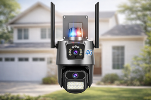 Вулична охоронна поворотна 4G камера Dual Lens Zoom 8MP сирена, зум G6372 фото