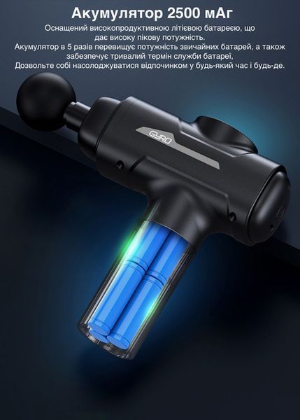 Перкусійний масажер для тіла та м'язів, ручний пістолет GYRO Muscle M7 Gun Massager Jam484645 фото