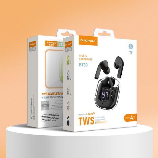 Бездротові навушники Duopuni BT30 TWS Wireless Headset, Bluetooth 5.3, 250 mAh Black sp9523 фото