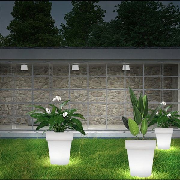 Сонячний квітковий горщик з LED підсвіткою / Пластикове кашпо, що світиться, для рослин з сонячною панеллю sp10506 фото