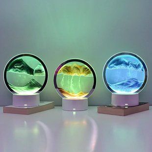 Настільна LED лампа нічник RGB Пісочний годинник 3D Sandscape. Картина Рухомий пісок 2053d фото