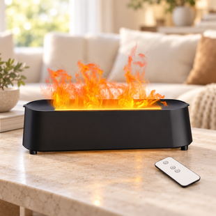 Увлажнитель воздуха Flame Diffuser Humidifier 200 мл / Аромадиффузор с эффектом пламени LED-подсветка + пульт 2018687 фото