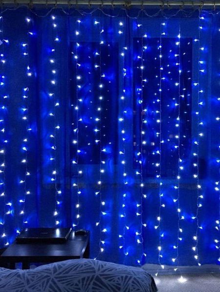 Світлодіодна гірлянда штора роса на дроті 3х2 м 200 LED пульт + USB Синій G5799 фото