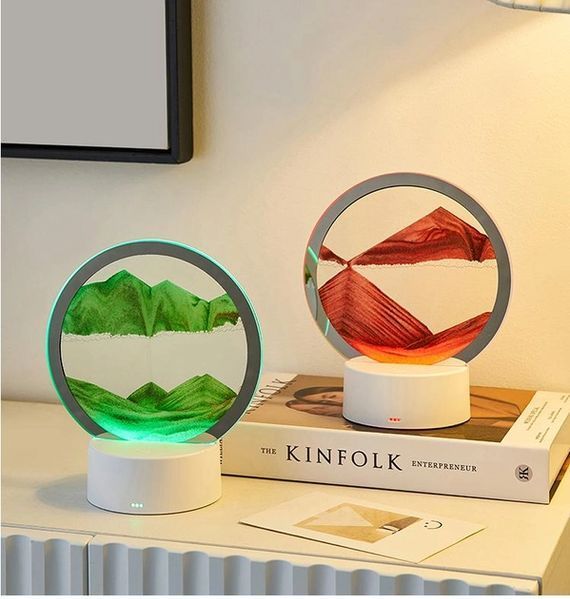 Настільна LED лампа нічник RGB Пісочний годинник 3D Sandscape. Картина Рухомий пісок 2053d фото
