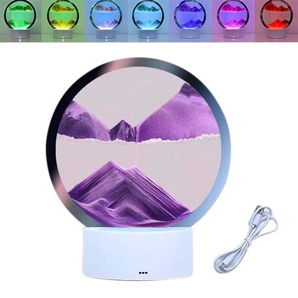 Настільна LED лампа нічник RGB Пісочний годинник 3D Sandscape. Картина Рухомий пісок 2053d фото
