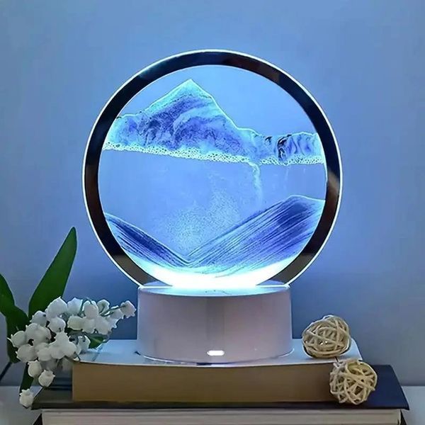Настільна LED лампа нічник RGB Пісочний годинник 3D Sandscape. Картина Рухомий пісок 2053d фото