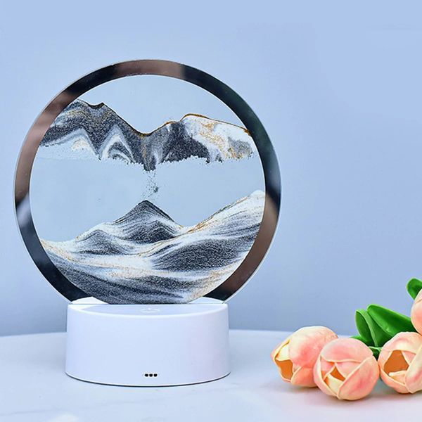 Настільна LED лампа нічник RGB Пісочний годинник 3D Sandscape. Картина Рухомий пісок 2053d фото