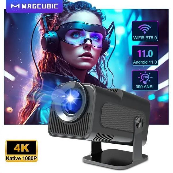 Проектор SmartTV домашній кінотеатр UltraHD HY320 4K Android 11 WI-FI6 Bluetooth HDMI 150" FullHD 300ANSI чорний VEN-1198 фото