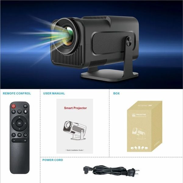 Проектор SmartTV домашній кінотеатр UltraHD HY320 4K Android 11 WI-FI6 Bluetooth HDMI 150" FullHD 300ANSI чорний VEN-1198 фото