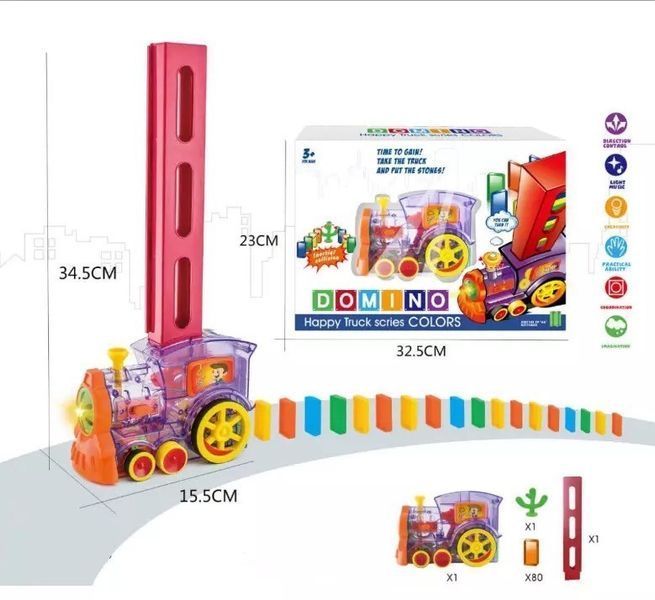 Конструктор іграшка-поїзд доміно, DOMINO Happy Truck sciries COLORS 60 деталей G215201021 фото