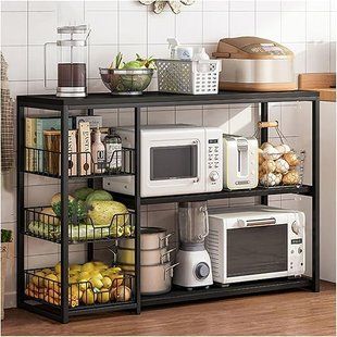 Триярусна кухонна полиця - органайзер / Полиця-стелаж XS-W56B 100х30х80см M17648 фото