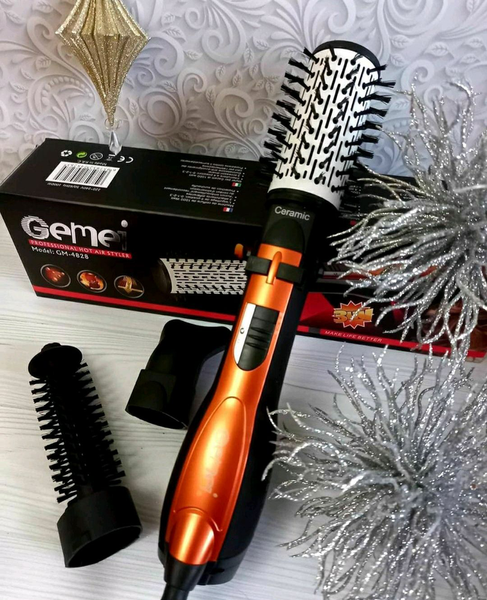 Фен гребінець, що обертається, з насадками Gemei GM-4828 повітряний стайлер для укладання волосся mu8855201236 фото