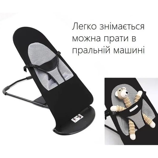 Крісло-шезлонг скачалка Baby Recliner Chair дитячий, чорний MA294 фото