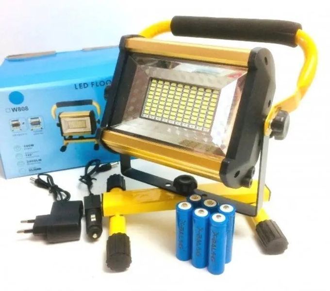 Прожектор ліхтар світлодіодний LED W808 від мережі та від акумуляторних батарей 100Вт LEDW808 фото