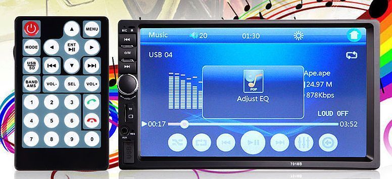 Універсальна автомагнітола 2 Din сенсорна, Bluetooth AMP 7018B, з пультом у комплекті 21910052 фото