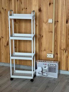Етажерка на колесах 4 полиці біла підлогова Storage rack AND906 2053421 фото