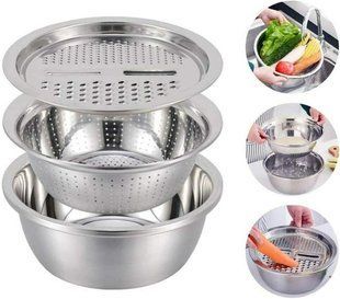 Багатофункціональний кухонний набір з нержавіючої сталі 3 в 1 Metal Basket Cutter G7041 фото
