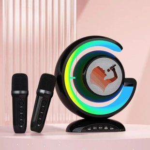 Лампа-нічник з бездротовою bluetooth колонкою RGB підсвічуванням та двома мікрофонами в комплекті для караоке YS-110 J550 фото