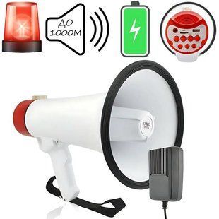 Мегафон гучномовець, ручний рупор з диктофоном та сиреною MEGAPHONE ER-55 12v sp5076 фото
