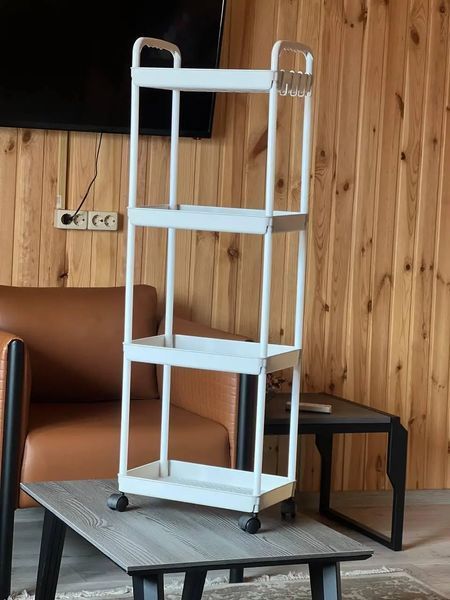 Етажерка на колесах 4 полиці біла підлогова Storage rack AND906 2053421 фото