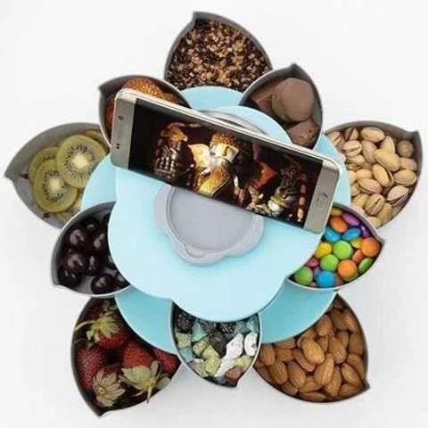 Складна двоярусна цукерка SUNROZ Flower Candy Box, що обертається, для цукерок і фруктів 54010210 фото