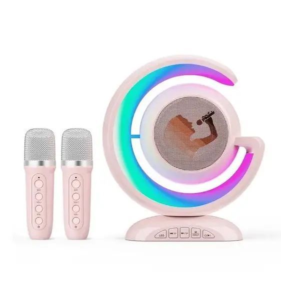 Лампа-нічник з бездротовою bluetooth колонкою RGB підсвічуванням та двома мікрофонами в комплекті для караоке YS-110 J550 фото