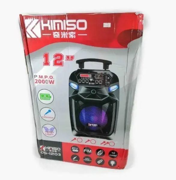 Колонка портативна акустична KIMISO QS-1203 BT (12" BASS) | Bluetooth колонка | Колонка для музики 2128665 фото