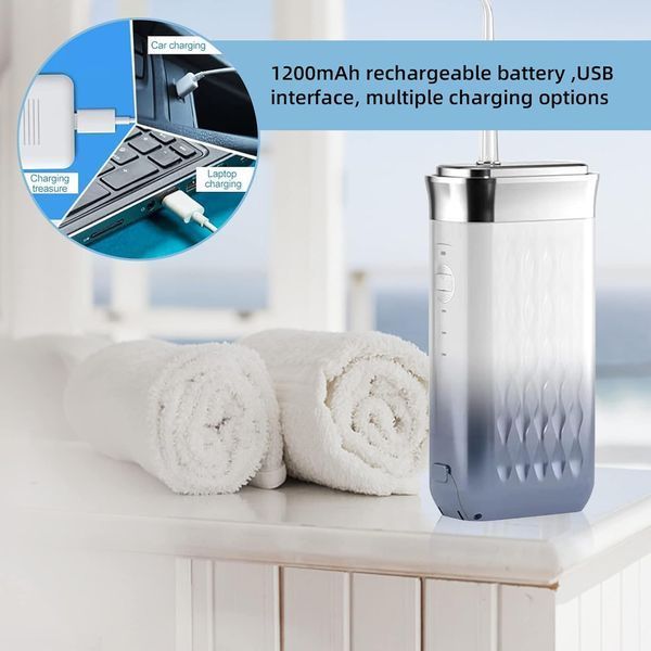 Іригатор для порожнини рота та зубів IPX7 USB 180мл / Бездротовий іригатор для води 3 режими, 4 насадки 24433820 фото